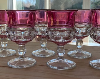 King’s Crown Light Pink Cranberry 8oz Wine Glasses or Water Goblets