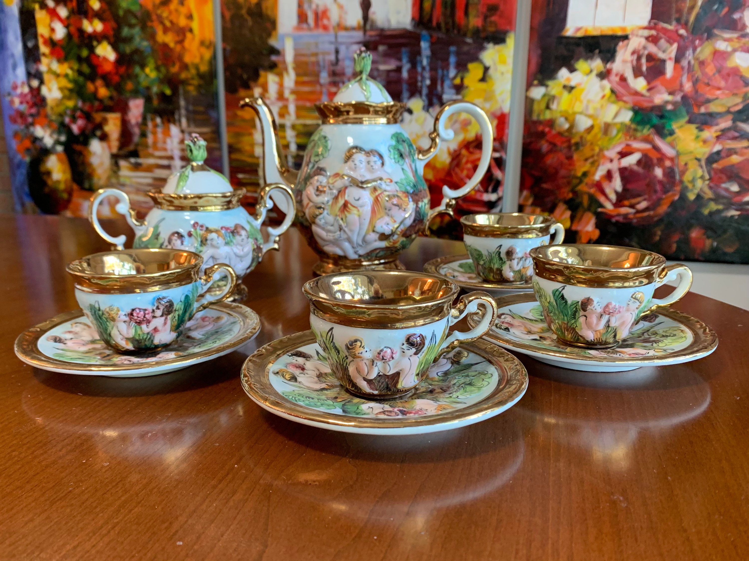 Capodimonte Porcelain and Gold Cherub Demitasse Espresso Set/tea Set Made  in Italy, Signed in Gold, Numbered Beautiful - Etsy