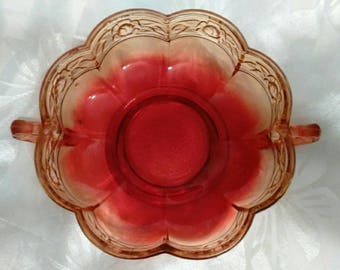 Jeannette Aztec Rose Amberina Bowl in Fantastic Condition!