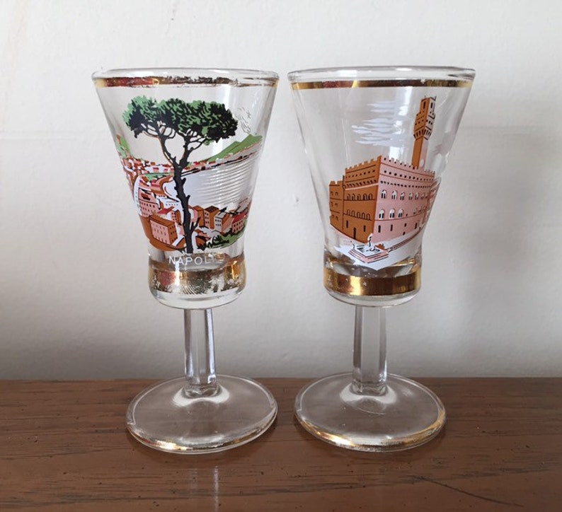 2 Italian Souvenir Shot Glasses Marked Naples and Etsy