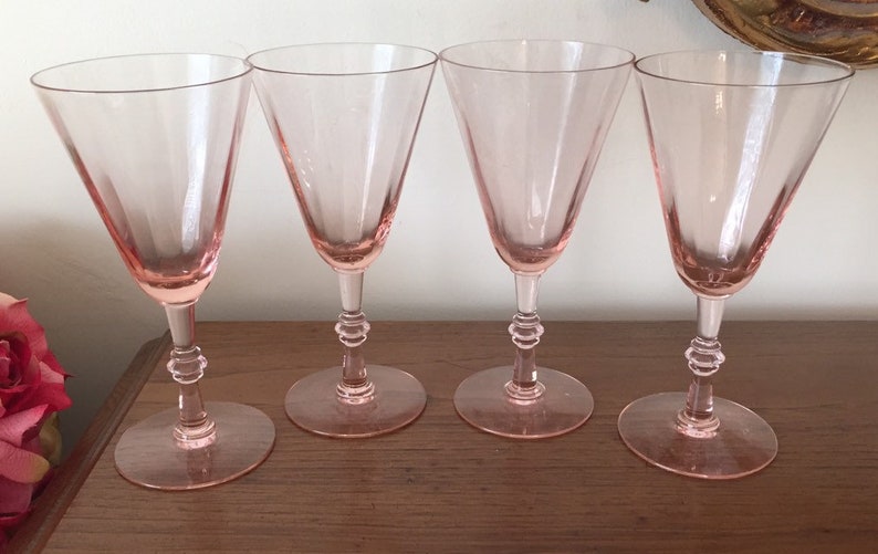 pink depression wine glasses