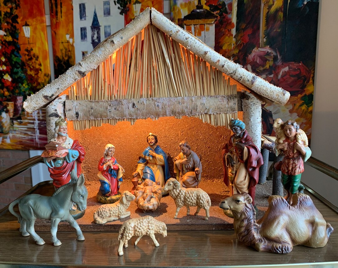 Vintage/antique German Nativity Set 7.5 Inch Scale Lighted - Etsy