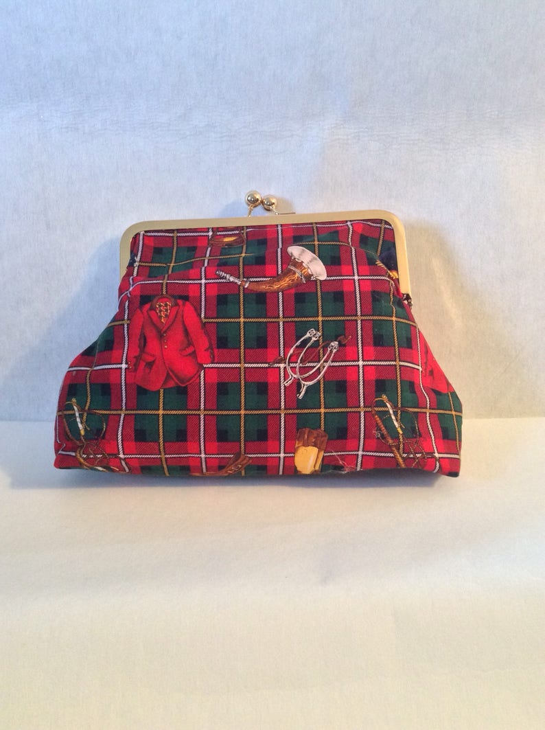 Red Plaid Equestrian Horse Foxhunt Clutch Purse Kentucky Derby Etsy