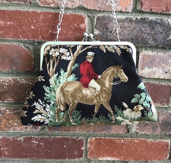 Equestrian Purse Horse Handbag Ralph Lauren Fox Hunt Kentucky Derby Clutch Etsy
