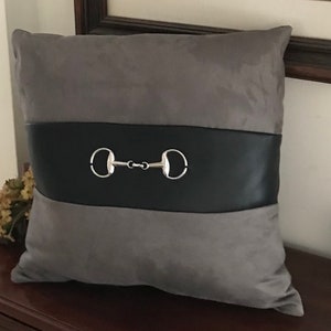 Equestrian Pillow Horse Pillow Horse Bit Leather Pillow 16”