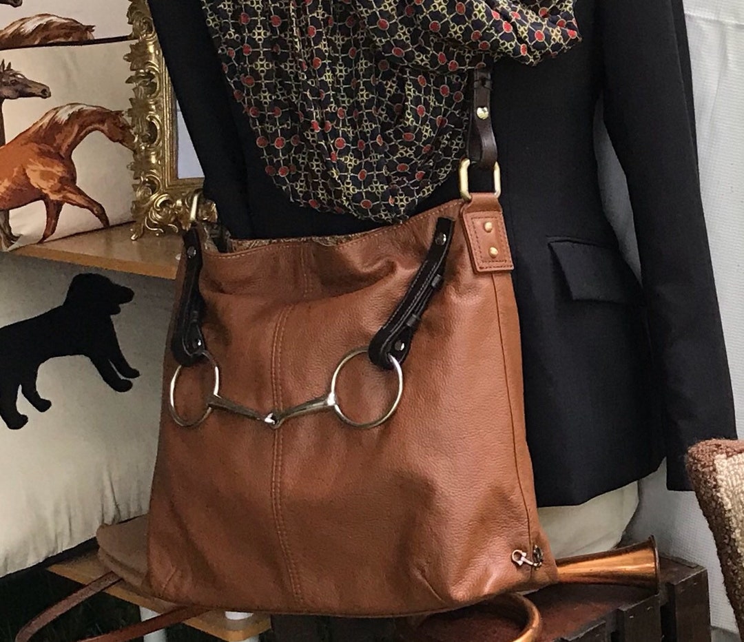 バッグ house on the hill Parent Bag Brown Horse Brown Leather Equestrian Horse Bit Purse Fox Hunt Handbag Race
