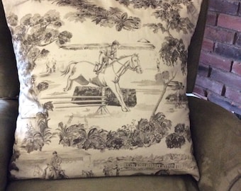 Ralph Lauren Horse Pillow, Equestrian Decor, Organic Sateen Cotton