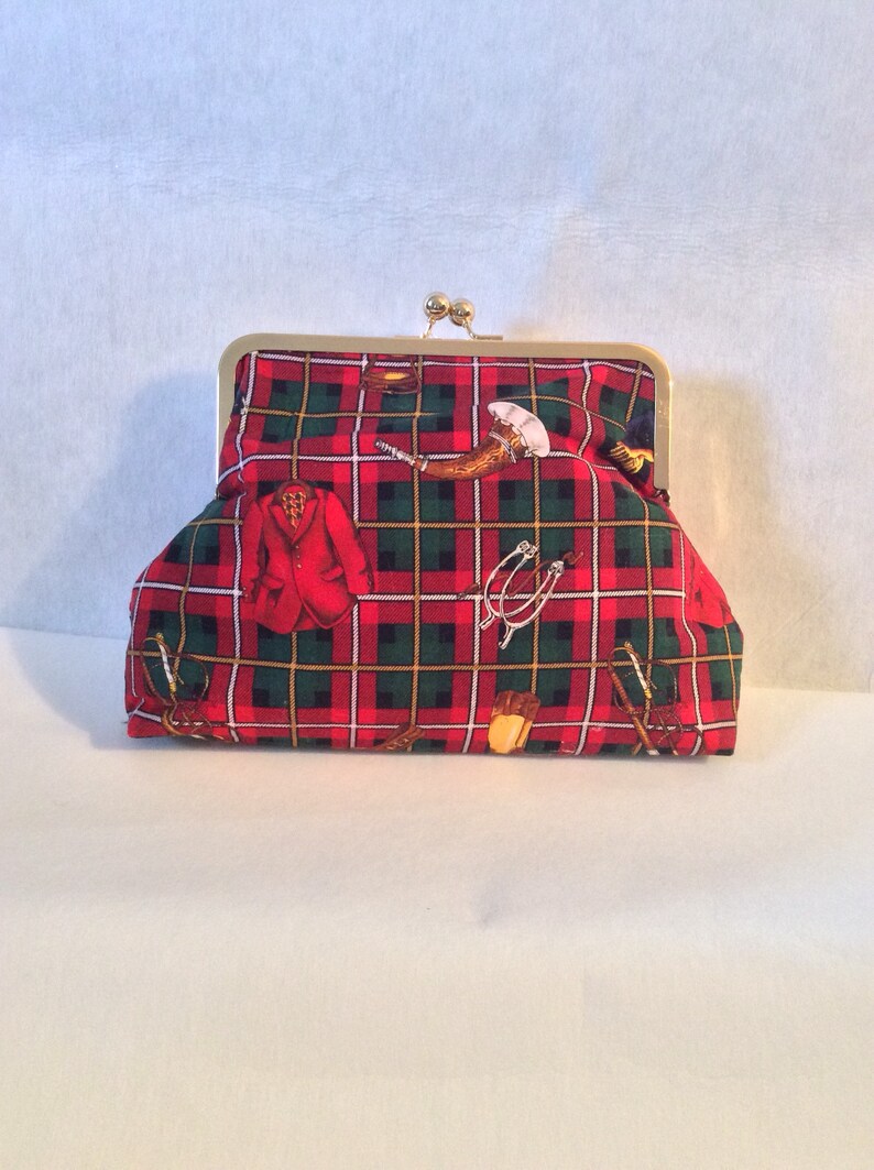 Red Plaid Equestrian Horse Foxhunt Clutch Purse Kentucky Derby Etsy