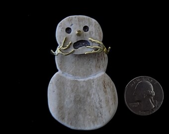 Elk antler headless snowman pin
