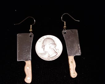 Meat cleaver earrings