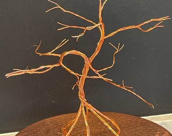 Copper Wire Display Tree for Birdhouse Ornaments, Air Plant Holder, Earrings Display Stand, Bookshelf Size, avg ht. 10"