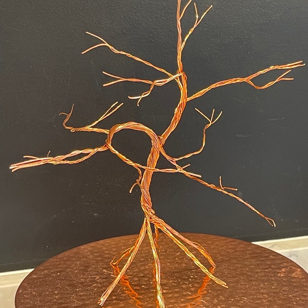 Copper Wire Display Tree for Birdhouse Ornaments, Air Plant Holder, Earrings Display Stand, Bookshelf Size, avg ht. 10"