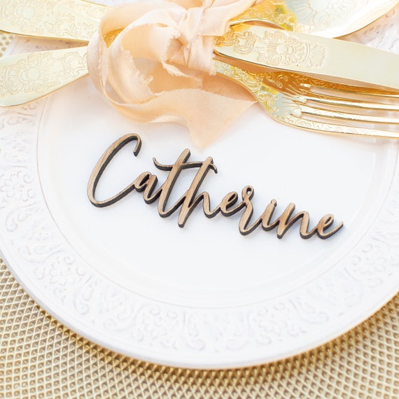 Table Names HALF PRICE Wedding Place Names Laser Cut Names WOOD Place Setting