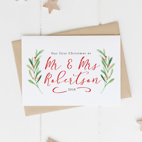 Personalised 1st First Christmas Card Husband Wife Married Mr Mrs Newly Weds