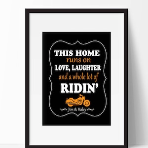 Motorcycle Art Print, Personalized Wedding Gift for Biker Couple, Biker Wall Art, Gift for Biker Couple, Motorcyle Decor, Unframed