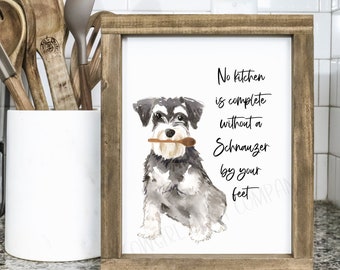 Schnauzer Dog Art Print, Kitchen Wall Art, Unframed