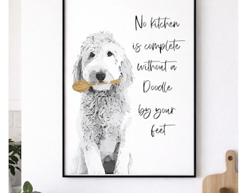 Doodle Dog Kitchen Art Print, Unframed