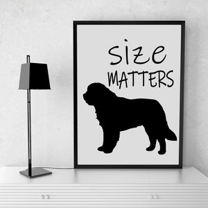 Saint Bernard Art Print, St. Bernard Gift, Saint Bernard Wall Decor, Saint Bernard Dog Home Decor, Size Matters, Dog Lover Gift