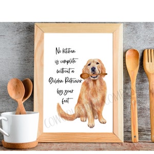 Golden Retriever Dog Kitchen Art Print, Unframed