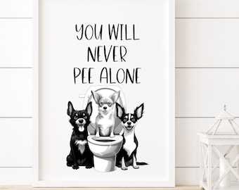 Chihuahua Dog Bathroom Print, Unframed