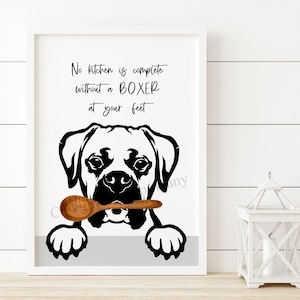 Boxer Dog Kitchen Art Print, Unframed