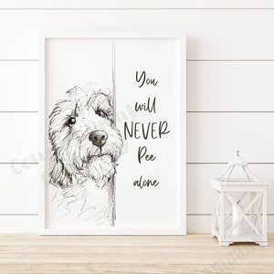 Doodle Dog Bathroom Print, Unframed