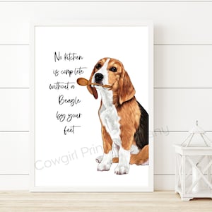 Beagle Dog Kitchen Art Print, Unframed