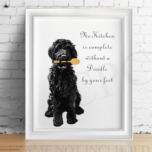 Black Doodle Kitchen Art Print, Unframed