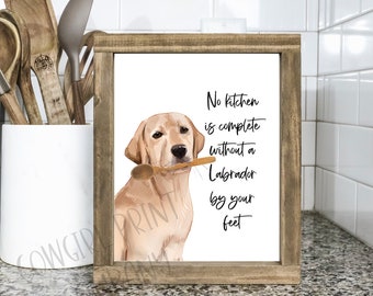 Yellow Labrador Dog Kitchen Art Print, Unframed