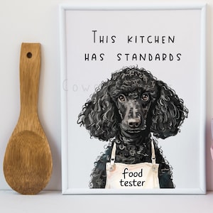 Standard Poodle Kitchen Art Print – Unframed Dog Wall Decor - White Poodle Option