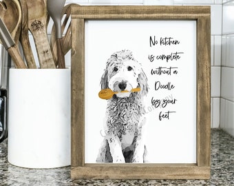 Doodle Dog Kitchen Art Print, Unframed