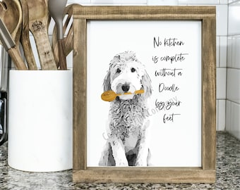 Doodle Dog Kitchen Art Print, Unframed