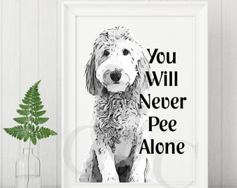 Doodle Dog Bathroom Print, Unframed