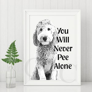 Doodle Dog Bathroom Print, Unframed