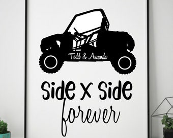 ATV Couple Wedding Gift, Side by Side, Off-road Adventure Wedding Gift Personalized Art
