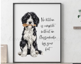 Aussiedoodle Dog Kitchen Art Print, Unframed
