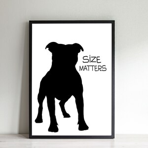 Pit Bull Art, Pit Bull Print, Pitbull Gift, Pit Bull Decor, Pit Bull Print, Dog Decor, Wall Art, Wall Decor, Size Matters, Unframed