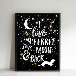 Ferret Wall Art, Ferret Gift, Kids Room Art, Kids Decor, Gift for Teen, Ferret Lover Gift