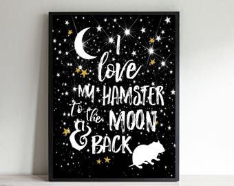 Hamster Wall Art, Hamster Gift, Kids Room Art, Kids Decor, Gift for Teen, Hamster Lover Gift