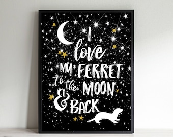 Ferret Wall Art, Ferret Gift, Kids Room Art, Kids Decor, Gift for Teen, Ferret Lover Gift