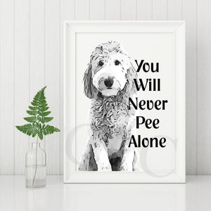 Doodle Dog Bathroom Print, Unframed