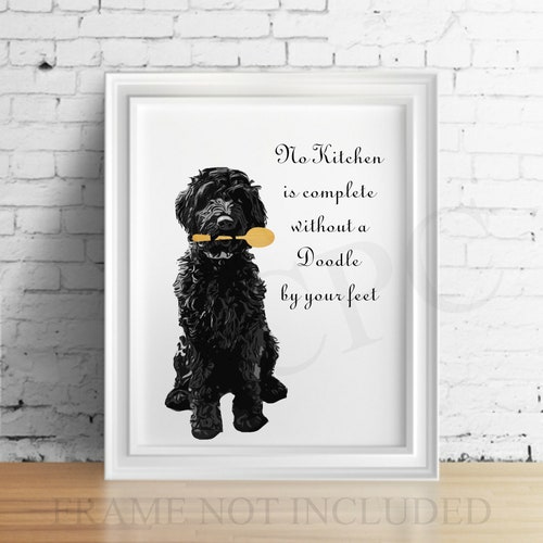 Black Doodle Kitchen Art Print Unframed Etsy