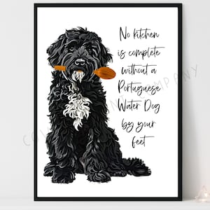 Portuguese Water Dog Kitchen Art Print, Unframed