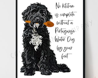 Portuguese Water Dog Kitchen Art Print, Unframed