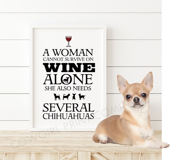 Wine Print, Chihuahua Print, Gift for Dog Lover, Bar Decor, Wall