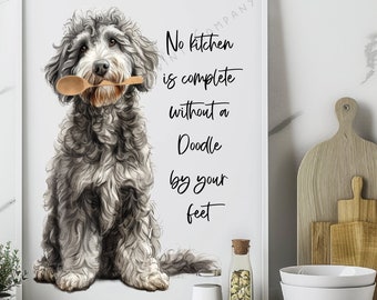 Doodle Dog Print, Kitchen Art Print, Unframed