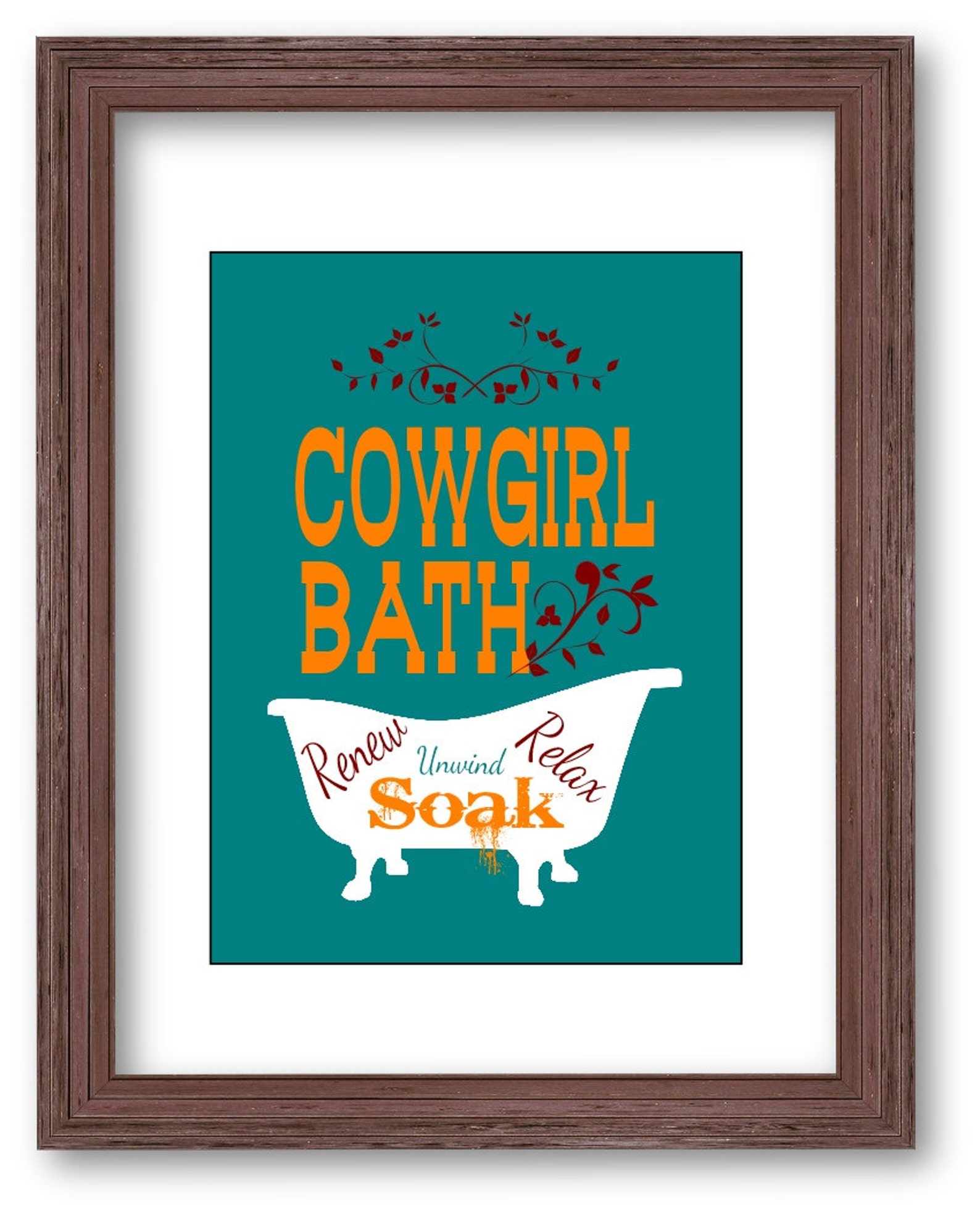Bathroom Art Print Cowgirl Bath Western Decor Bathroom | Etsy