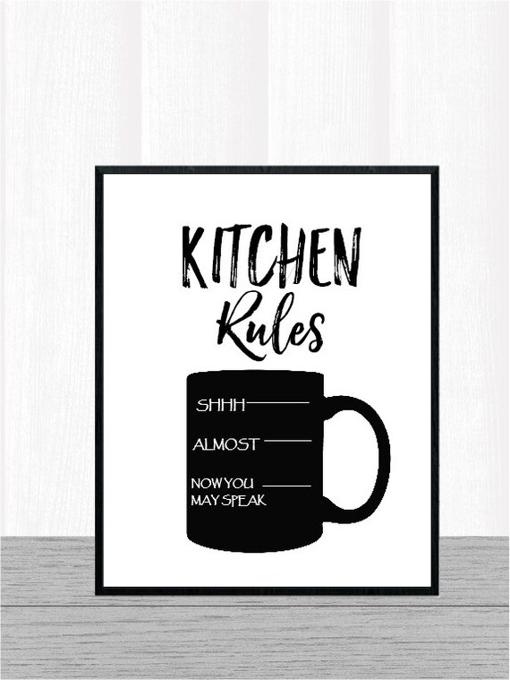 Kitchen Wall Art Kitchen Rules Digital Art Print Kitchen Etsy