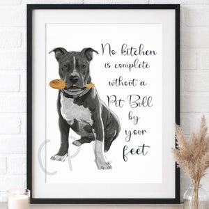 Pit Bull Kitchen Art Print, Unframed