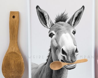 Funny Donkey Kitchen Art, Unframed